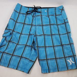 Hurley Swim Trunks Shorts Plaid Men's size 34